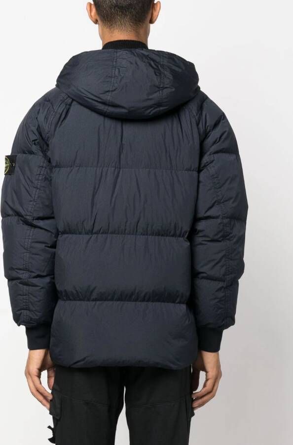 Stone Island Donsjack met patch Blauw