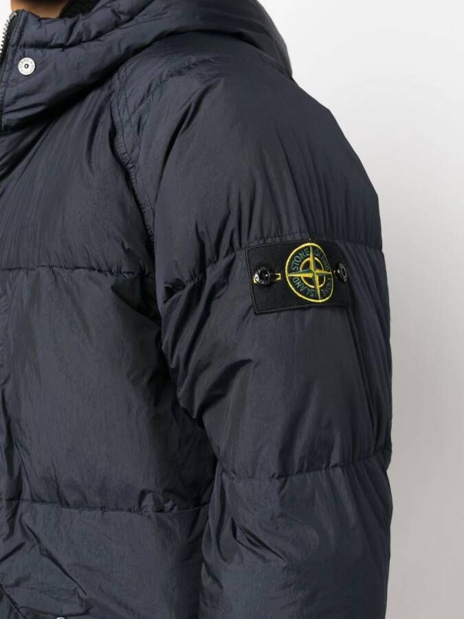 Stone Island Donsjack met patch Blauw
