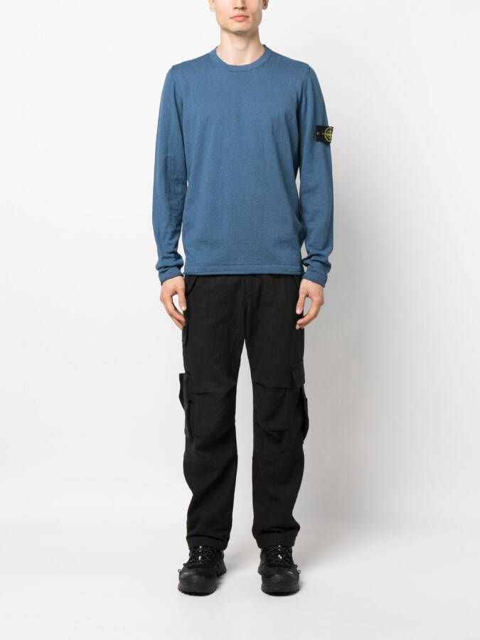 Stone Island Sweater met logopatch Blauw