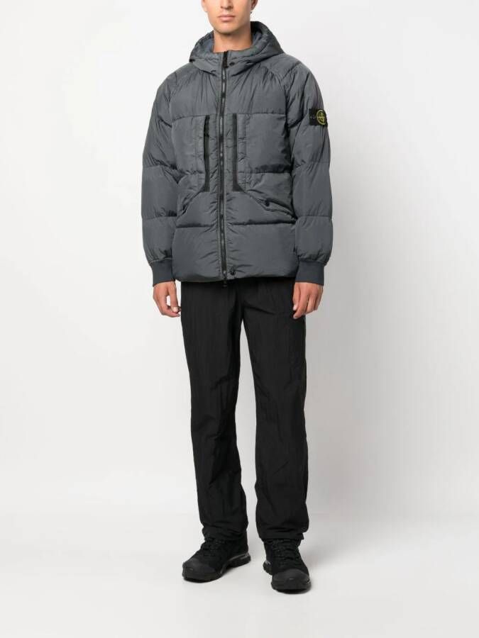 Stone Island Donsjack met Compass-logopatch Grijs