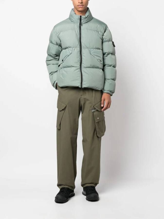 Stone Island Donsjack met gekreukt effect Groen