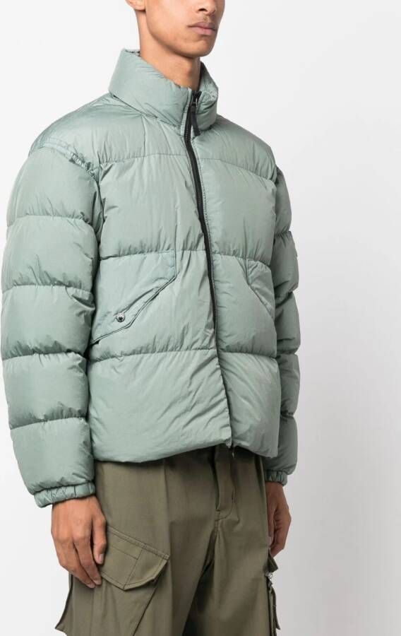 Stone Island Donsjack met gekreukt effect Groen