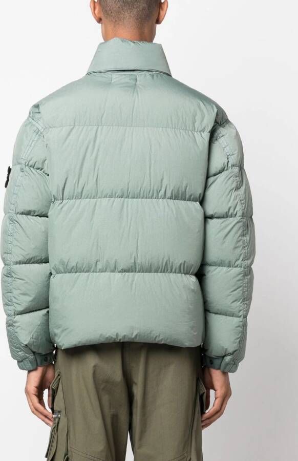 Stone Island Donsjack met gekreukt effect Groen