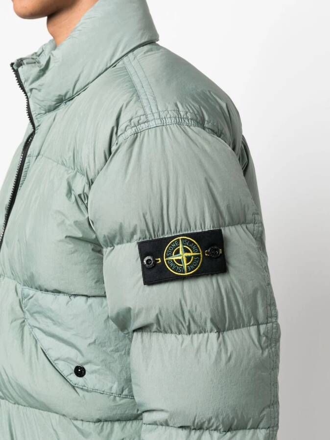 Stone Island Donsjack met gekreukt effect Groen