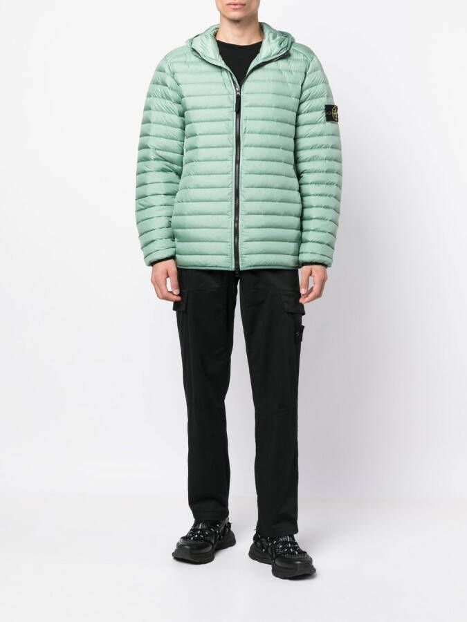 Stone Island Donsjack met patch Groen
