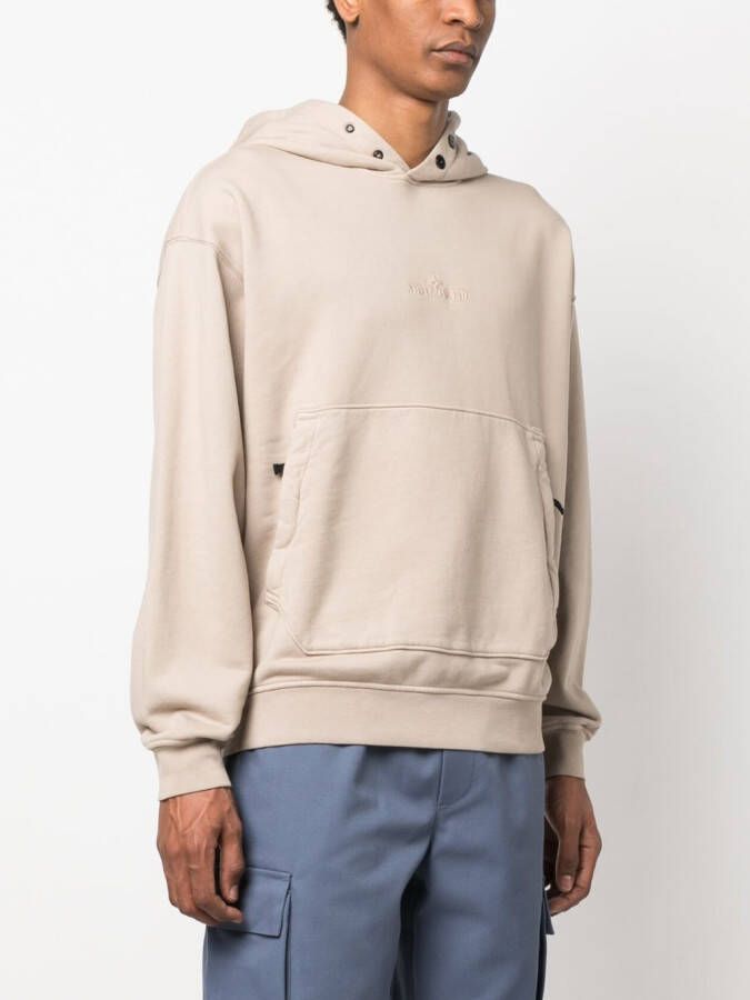 Stone Island Hoodie met geborduurd logo Beige