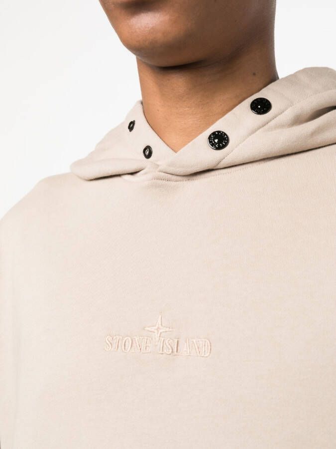 Stone Island Hoodie met geborduurd logo Beige