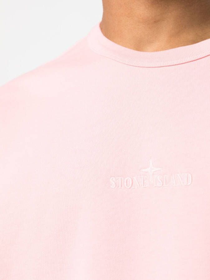 Stone Island Sweater met geborduurd logo Roze
