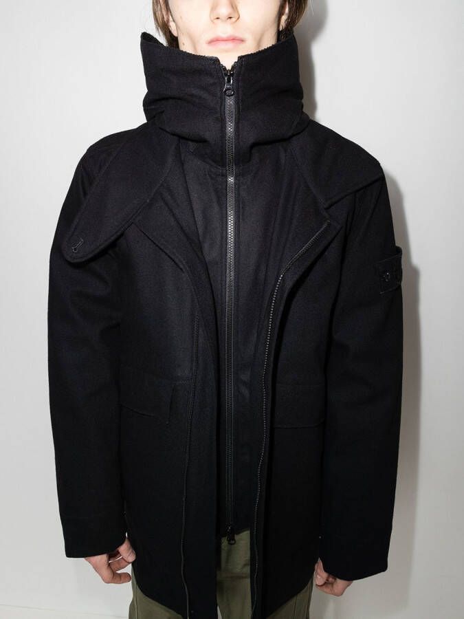 Stone Island Jack met capuchon Zwart