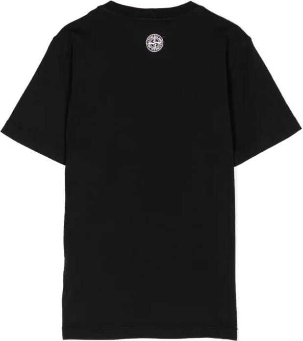 Stone Island Junior T-shirt met logoprint Zwart