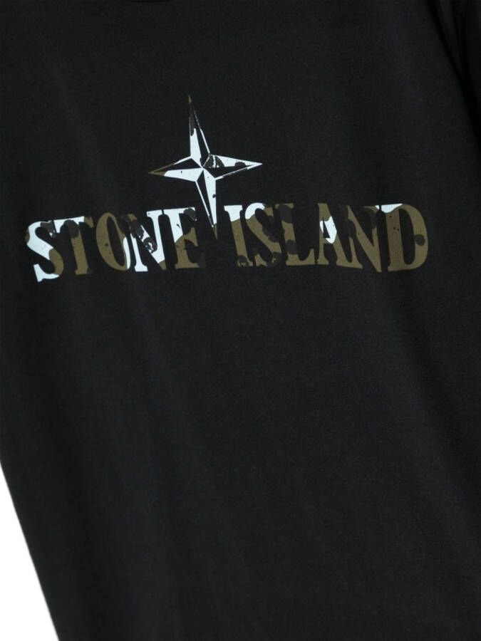 Stone Island Junior T-shirt met logoprint Zwart