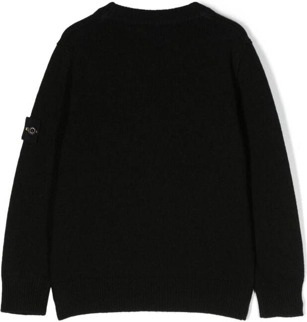 Stone Island Junior Trui met Compass-logopatch Zwart