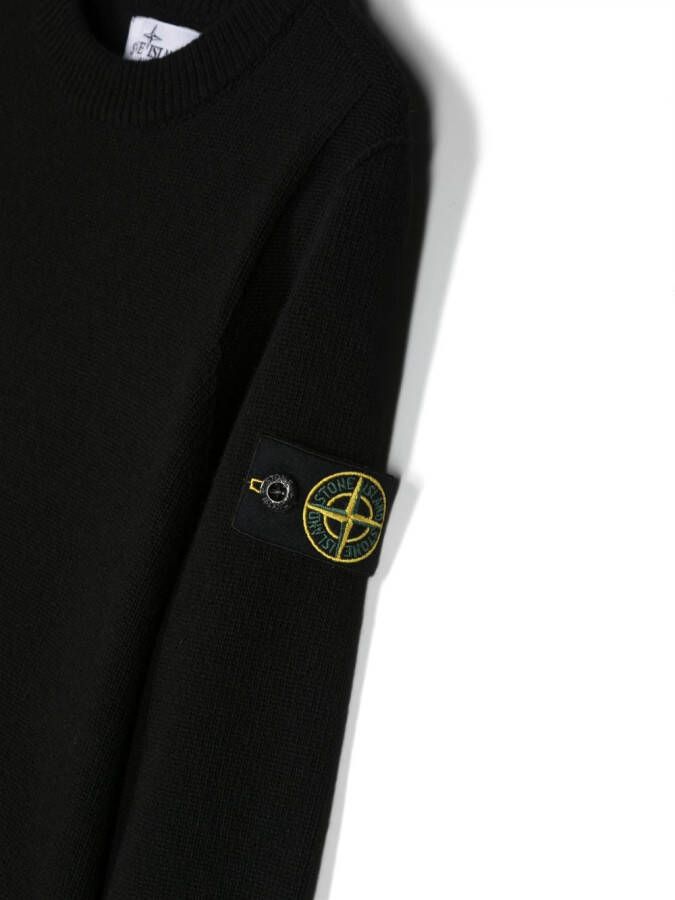 Stone Island Junior Trui met Compass-logopatch Zwart