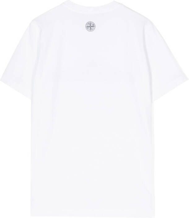Stone Island Junior T-shirt met Compass-logopatch Wit
