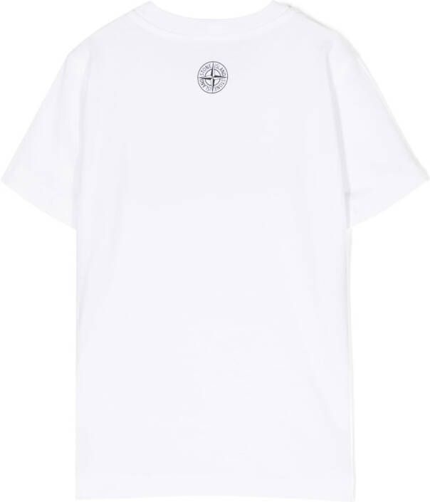 Stone Island Junior T-shirt met Compass-logopatch Wit