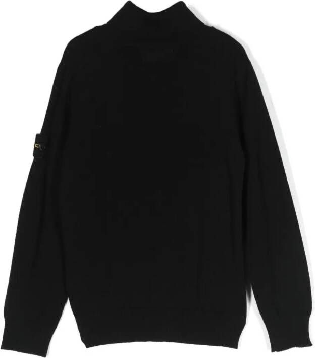 Stone Island Junior Trui van scheerwol Zwart