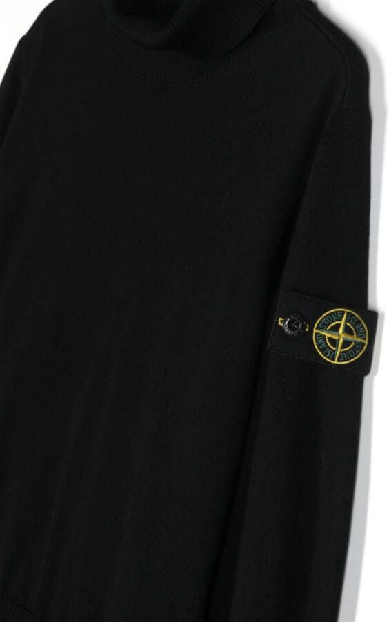Stone Island Junior Trui van scheerwol Zwart