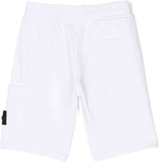 Stone Island Junior Trainingsshorts met badge Wit
