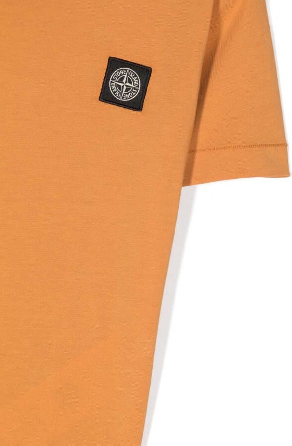 Stone Island Junior T-shirt met Compass-logopatch Oranje