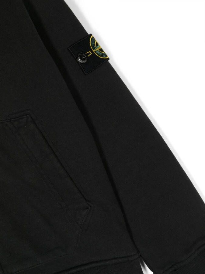 Stone Island Junior Hoodie met patch Zwart