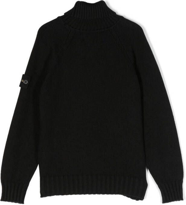Stone Island Junior Trui met trechterhals Zwart
