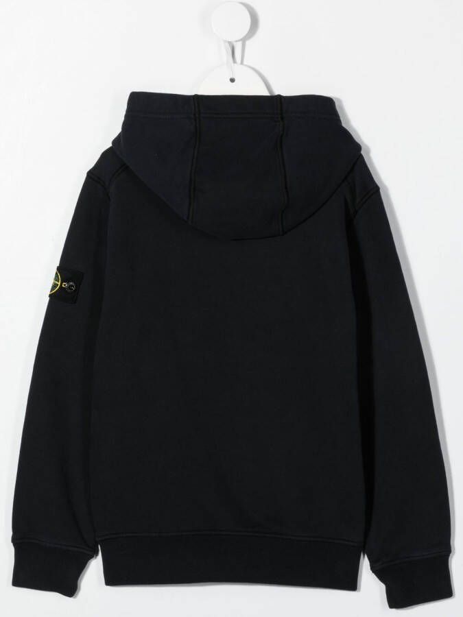 Stone Island Junior Hoodie met logo Blauw