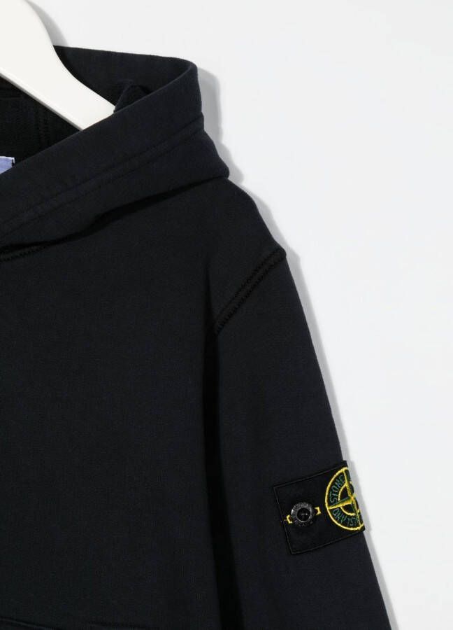 Stone Island Junior Hoodie met logo Blauw