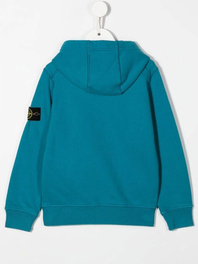 Stone Island Junior Hoodie met logopatch Blauw