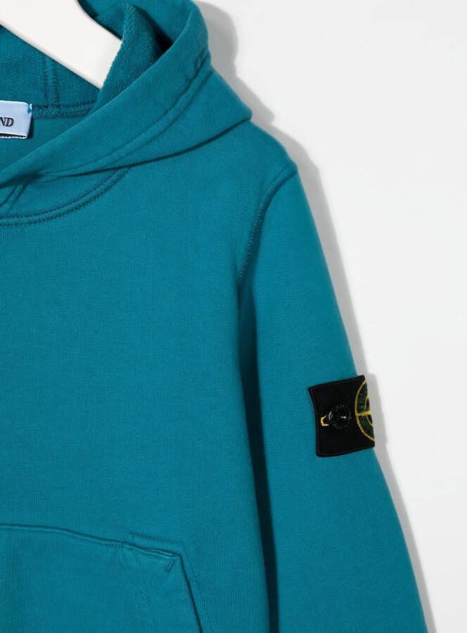 Stone Island Junior Hoodie met logopatch Blauw