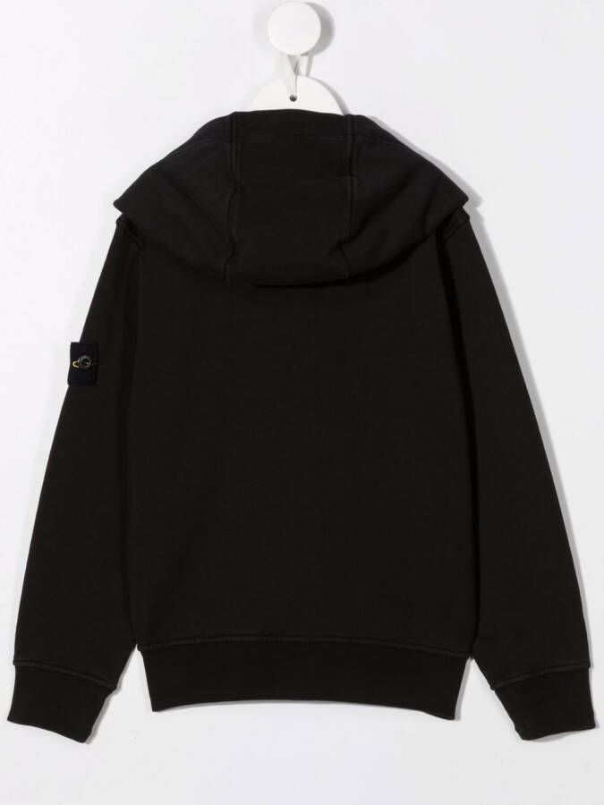 Stone Island Junior Hoodie met logopatch Zwart