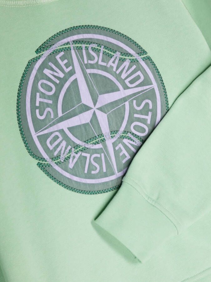 Stone Island Junior Hoodie met logopatch Groen