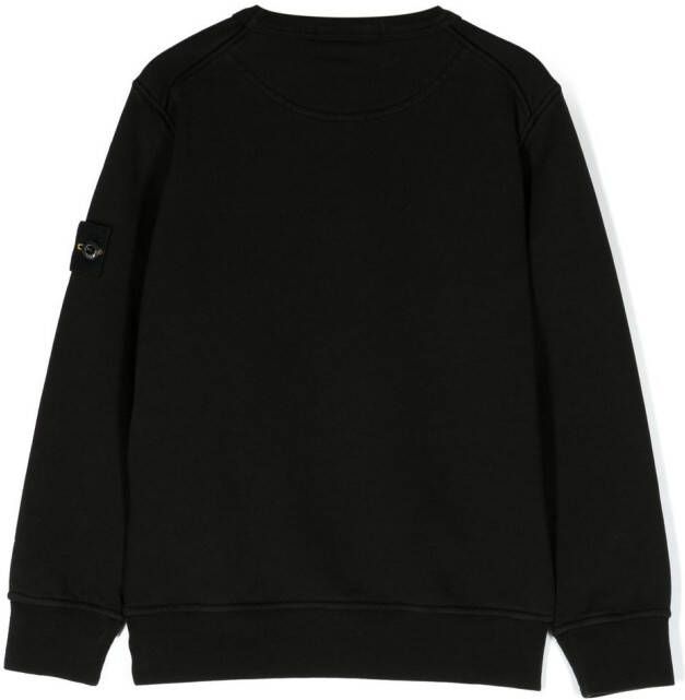 Stone Island Junior Sweater met logopatch Zwart