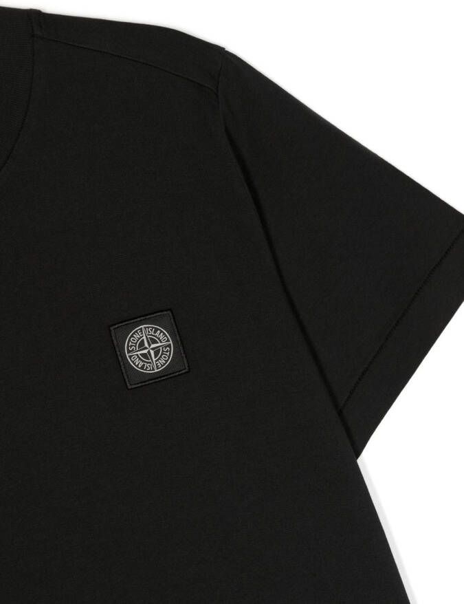 Stone Island Junior T-shirt met logopatch Zwart
