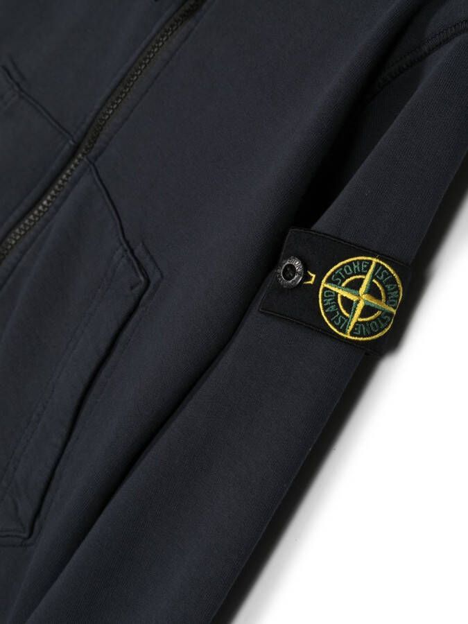 Stone Island Junior Hoodie met logopatch Blauw