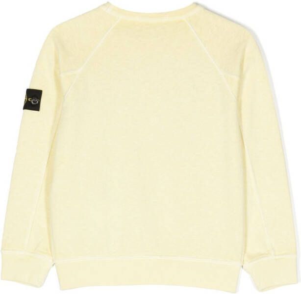 Stone Island Junior Sweater met logoplakkaat Geel