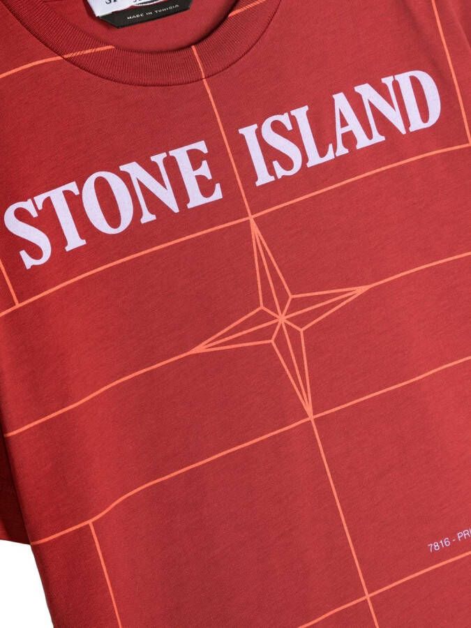 Stone Island Junior Shirt met logoprint Rood