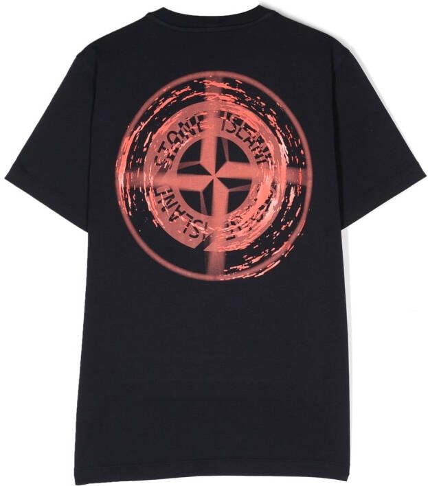 Stone Island Junior T-shirt met logoprint Blauw