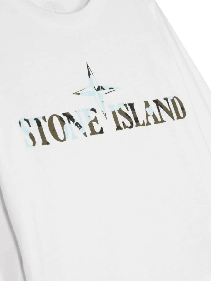 Stone Island Junior T-shirt met logoprint Wit