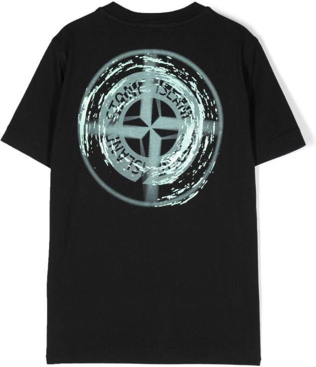 Stone Island Junior T-shirt met logoprint Zwart