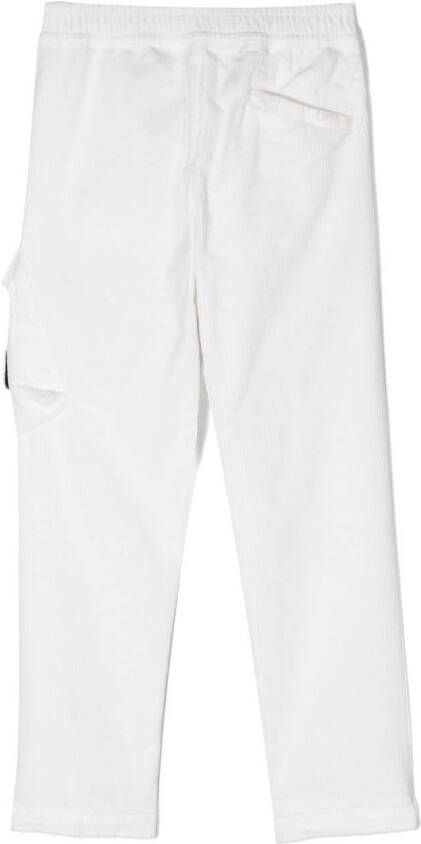 Stone Island Junior Ribfluwelen broek Wit