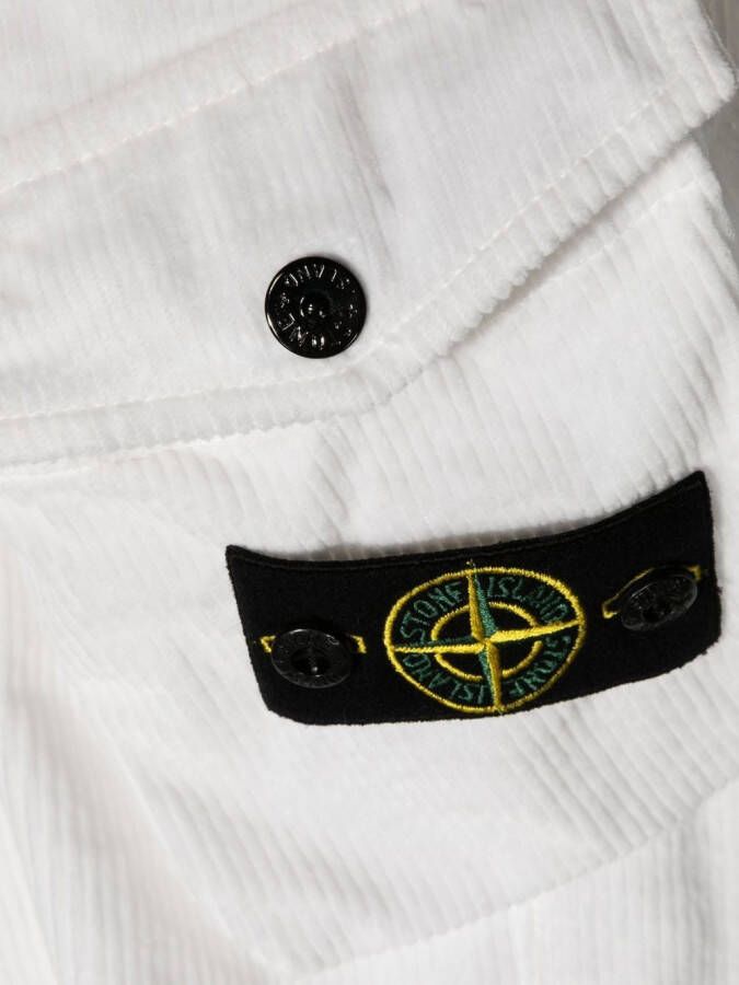 Stone Island Junior Ribfluwelen broek Wit