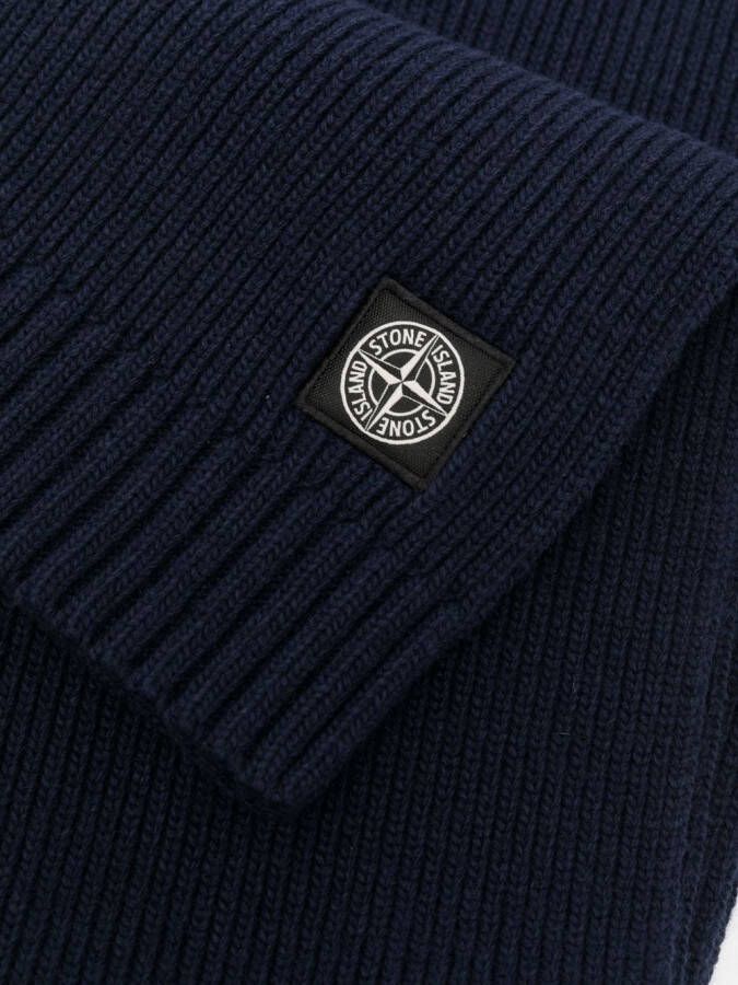 Stone Island Junior Ribgebreide sjaal Blauw