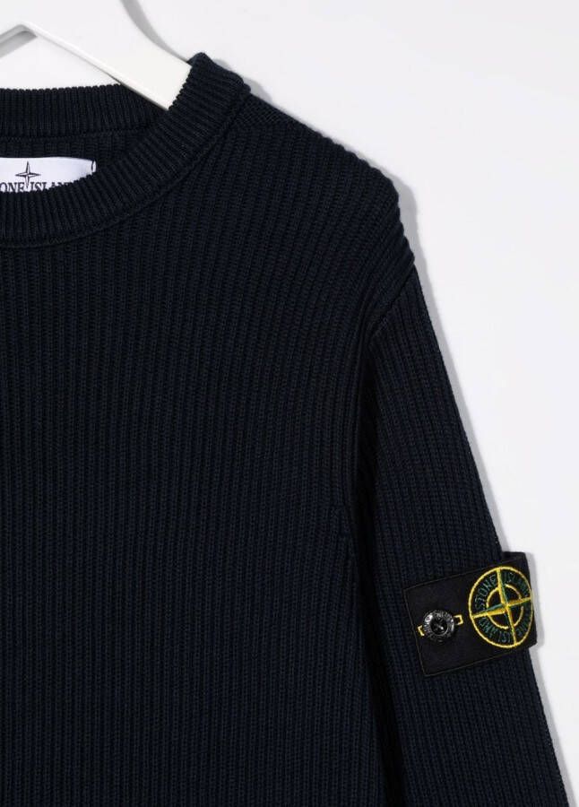 Stone Island Junior Ribgebreide trui Blauw