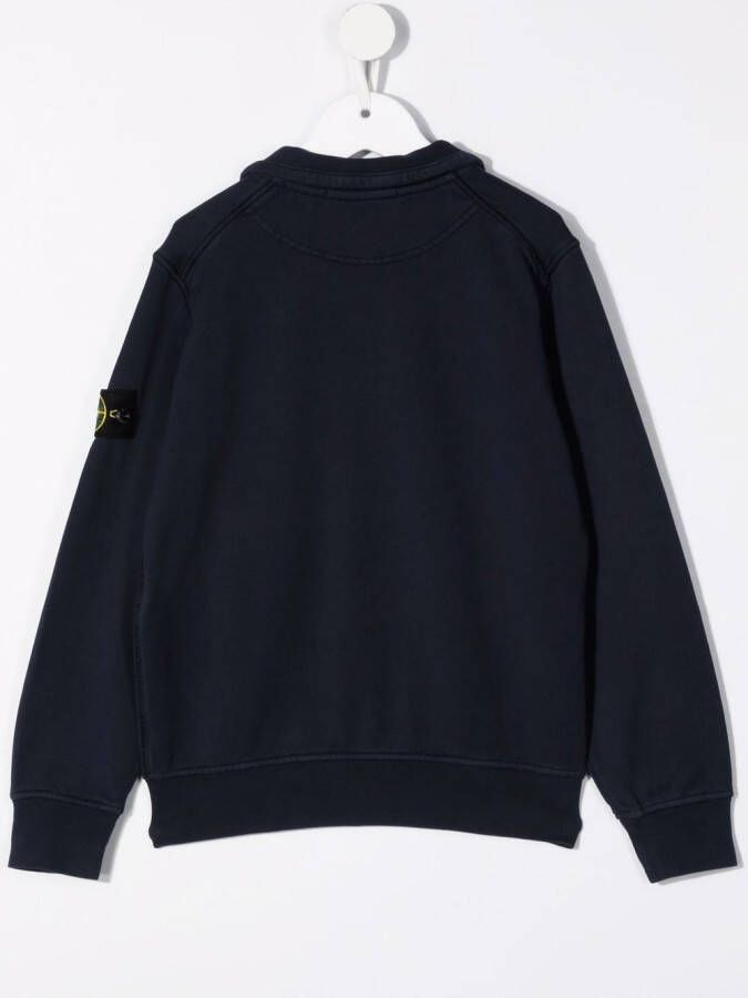 Stone Island Junior Sweater met logopatch Blauw