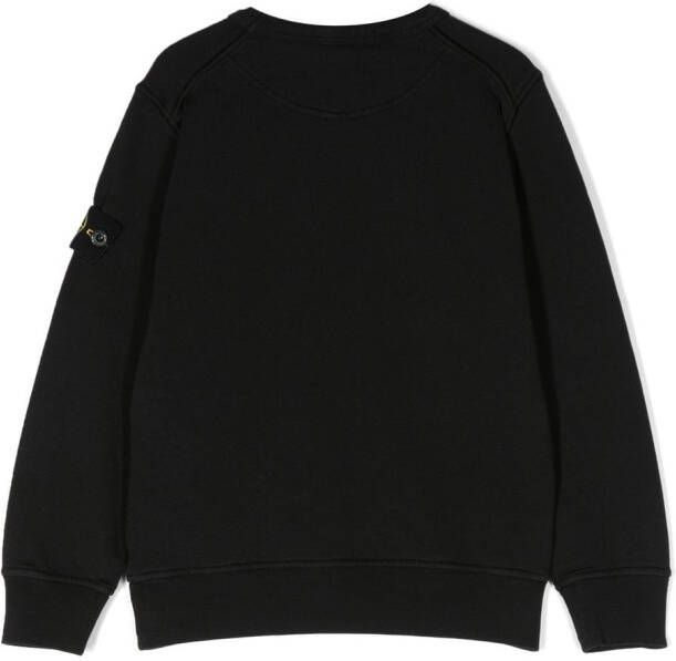 Stone Island Junior Sweater met logopatch Zwart