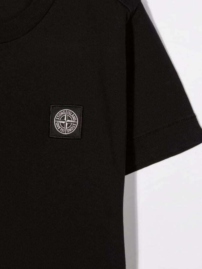 Stone Island Junior T-shirt met logopatch Zwart