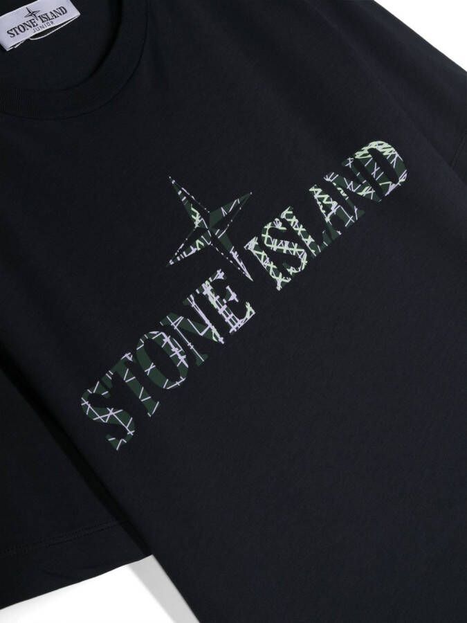 Stone Island Junior T-shirt met logoprint Blauw