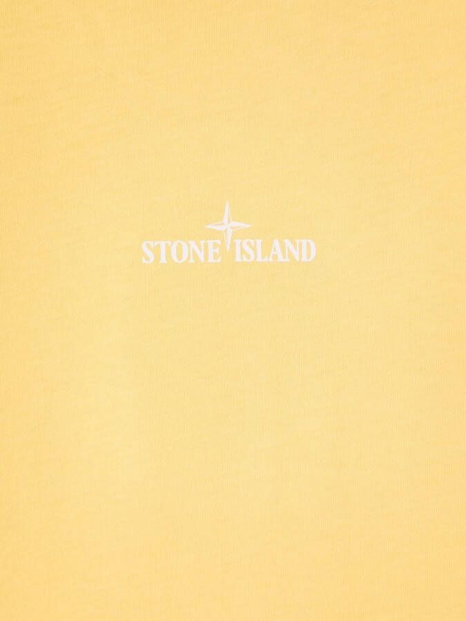 Stone Island Junior T-shirt met logoprint Geel