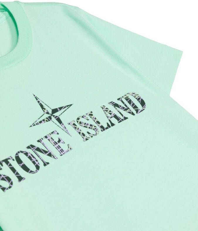 Stone Island Junior T-shirt met logoprint Groen