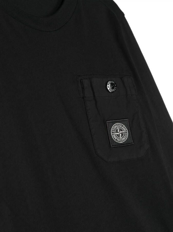 Stone Island Junior T-shirt met patch Zwart